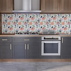 Mutfak Tezgah Arası Folyo Fayans Kaplama Folyosu Renkli Çiçek 5. Model 60x300 cm
