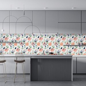 Mutfak Tezgah Arası Folyo Fayans Kaplama Folyosu Renkli Çiçek 5. Model