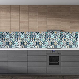 Mutfak Tezgah Arası Folyo Fayans Kaplama Folyosu Lizbon Geometrik Karo 60x400 cm 