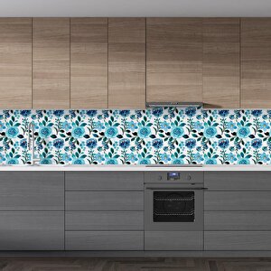 Mutfak Tezgah Arası Folyo Fayans Kaplama Folyosu Renkli Çiçek 4. Model 60x300 cm