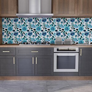Mutfak Tezgah Arası Folyo Fayans Kaplama Folyosu Renkli Çiçek 4. Model 60x300 cm