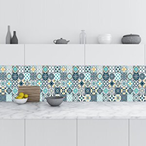Mutfak Tezgah Arası Folyo Fayans Kaplama Folyosu Lizbon Geometrik Karo 60x500 cm