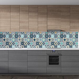 Mutfak Tezgah Arası Folyo Fayans Kaplama Folyosu Lizbon Geometrik Karo 60x500 cm
