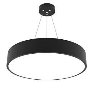 Drum 40cm, Siyah Kasa, Gün Işığı, Ledli Modern Led Avize, Salon, Mutfak, Oturma Yatak Odası, Sarkıt