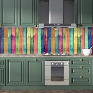 Mutfak Tezgah Arası Folyo Fayans Kaplama Folyosu Renkli Tahtalar 60x200 cm