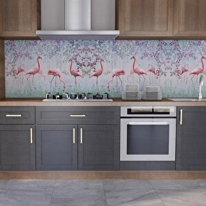 Mutfak Tezgah Arası Folyo Fayans Kaplama Folyosu Grey Red Stone Wall 60x500 cm