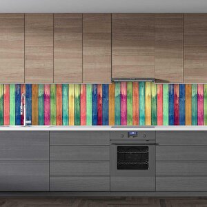 Mutfak Tezgah Arası Folyo Fayans Kaplama Folyosu Renkli Tahtalar 60x500 cm