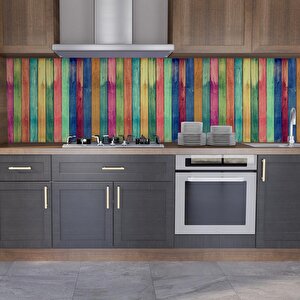 Mutfak Tezgah Arası Folyo Fayans Kaplama Folyosu Renkli Tahtalar 60x100 cm