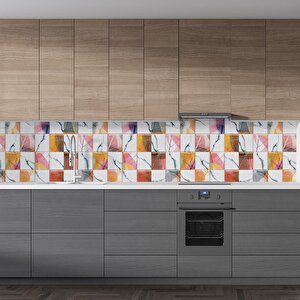 Mutfak Tezgah Arası Folyo Fayans Kaplama Folyosu Sanat Yağlıboya Karo 60x400 cm 