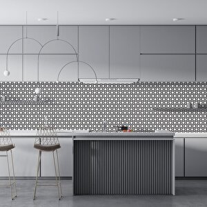 Mutfak Tezgah Arası Folyo Fayans Kaplama Folyosu Altıgen Siyah Beyaz 60x300 cm