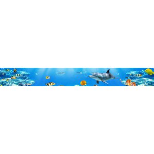 Mutfak Tezgah Arası Folyo Fayans Kaplama Folyosu Denizaltı Balıklar 60x500 cm
