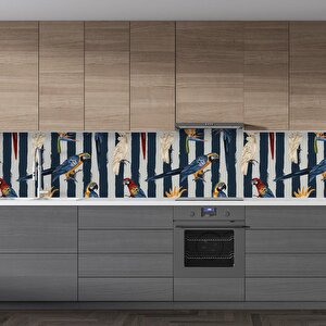 Mutfak Tezgah Arası Folyo Fayans Kaplama Folyosu Mavi Papağan 60x500 cm