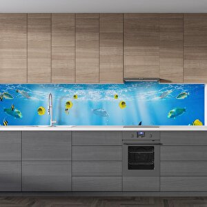 Mutfak Tezgah Arası Folyo Fayans Kaplama Folyosu Denizaltı Güneş 60x300 cm