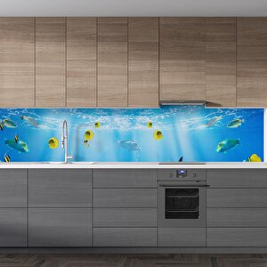 Mutfak Tezgah Arası Folyo Fayans Kaplama Folyosu Denizaltı Güneş 60x100 cm