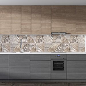 Mutfak Tezgah Arası Folyo Fayans Kaplama Folyosu Kahverengi Desen 60x300 cm