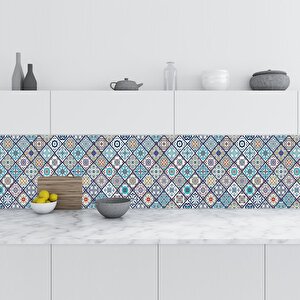 Mutfak Tezgah Arası Folyo Fayans Kaplama Folyosu Dörtgen Fas Desen 60x100 cm