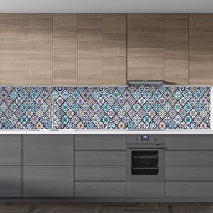 Mutfak Tezgah Arası Folyo Fayans Kaplama Folyosu Dörtgen Fas Desen 60x100 cm