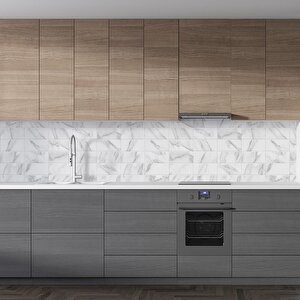 Mutfak Tezgah Arası Folyo Fayans Kaplama Folyosu Beyaz Mermer Duvar Karo 60x300 cm