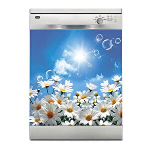 Bulaşık Makinesi Sticker Kaplama Beyaz Eşya Kaplama Beyaz Papatya