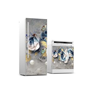 Buzdolabı Ve Bulaşık Makinası Beyaz Eşya Sticker Kaplama 3d Güller