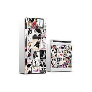 Buzdolabı Ve Bulaşık Makinası Beyaz Eşya Sticker Kaplama Popart