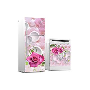 Buzdolabı Ve Bulaşık Makinası Beyaz Eşya Sticker Kaplama 3d Gül Tanesi