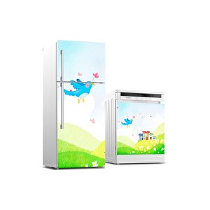 Buzdolabı Ve Bulaşık Makinası Beyaz Eşya Sticker Kaplama Çocuk Kuş