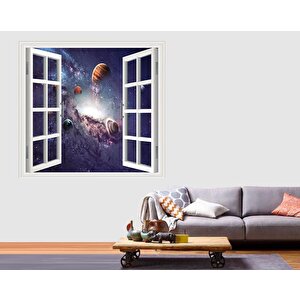 Pencere Poster Duvar Kağıdı Galaksi Kasabası Yapışkanlı Sticker