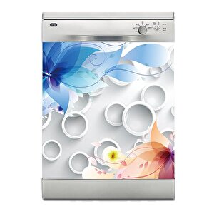 Bulaşık Makinesi Sticker Kaplama Beyaz Eşya Kaplama Yuvarlak Desen Çiçek
