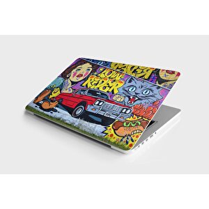 Laptop Sticker Notebook Pc Kaplama Etiketi Kırmızı Araba Graffiti