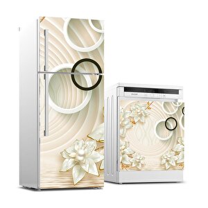 Buzdolabı Ve Bulaşık Makinası Beyaz Eşya Sticker Kaplama 3d Golden Yuvarlak