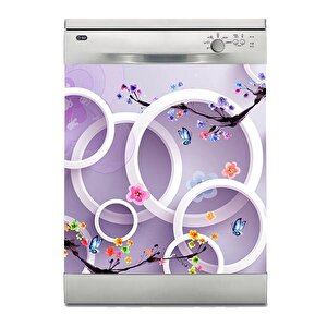 Bulaşık Makinesi Sticker Kaplama Beyaz Eşya Kaplama Yuvarlak Ağaç
