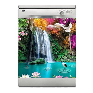 Bulaşık Makinesi Sticker Kaplama Beyaz Eşya Kaplama Doğa Şelale