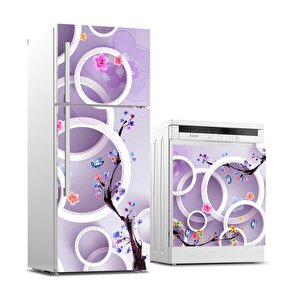 Buzdolabı Ve Bulaşık Makinası Beyaz Eşya Sticker Kaplama Yuvarlak Ağaç