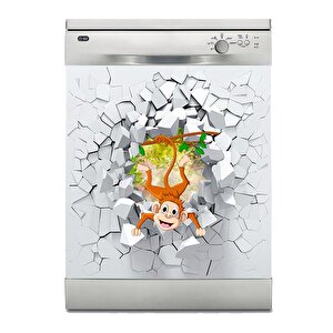 Bulaşık Makinesi Sticker Kaplama Beyaz Eşya Kaplama Şirin Küçük Maymun