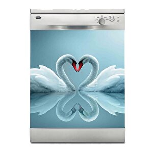 Bulaşık Makinesi Sticker Kaplama Beyaz Eşya Kaplama Çift Beyaz Kuğu