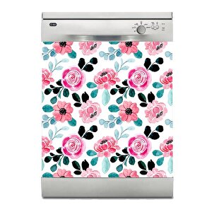 Bulaşık Makinesi Sticker Kaplama Beyaz Eşya Kaplama Çiçek Desen 6