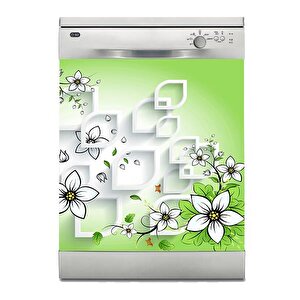 Koçtaş Bulaşık Makinesi Sticker Kaplama Beyaz Eşya Kaplama 3d Çiçek Kelebek Arkaplan