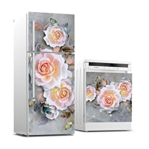 Buzdolabı Ve Bulaşık Makinası Beyaz Eşya Sticker Kaplama 3d Gül