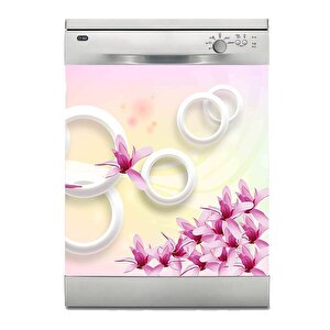 Bulaşık Makinesi Sticker Kaplama Beyaz Eşya Kaplama Yuvarlak Çiçek
