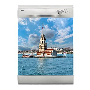 Bulaşık Makinesi Sticker Kaplama Beyaz Eşya Kaplama Kız Kulesi