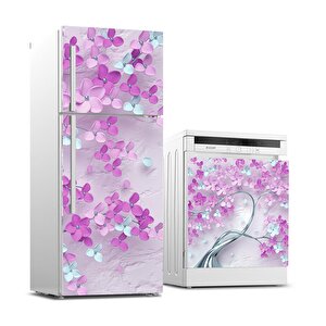 Buzdolabı Ve Bulaşık Makinası Beyaz Eşya Sticker Kaplama 3d Mor Ağaç