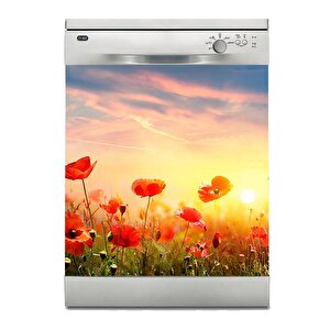 Bulaşık Makinesi Sticker Kaplama Beyaz Eşya Kaplama Gün Batımı Tarla
