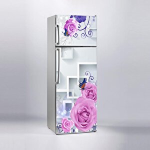 Buzdolabı Sticker Kaplama Dolap Kaplama Etiketi Pembe Güller Ve Çiçekler
