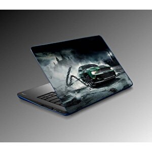 Laptop Sticker Notebook Pc Kaplama Etiketi Yeşil Araba
