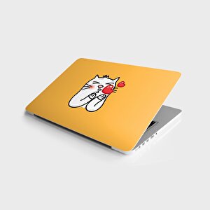 Laptop Sticker Bilgisayar Notebook Pc Kaplama Etiketi Kedi Kalp Öpücüğü
