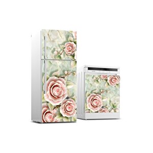 Buzdolabı Ve Bulaşık Makinası Beyaz Eşya Sticker Kaplama 3d Gül