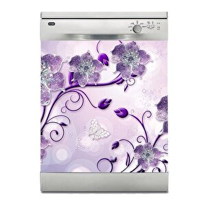Bulaşık Makinesi Sticker Kaplama Beyaz Eşya Kaplama Çiçek Mücevher