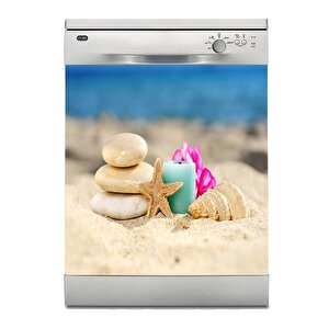 Bulaşık Makinesi Sticker Kaplama Beyaz Eşya Kaplama Deniz Yıldızı Taşlar
