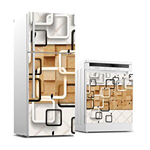 Buzdolabı Ve Bulaşık Makinası Beyaz Eşya Sticker Kaplama 3d Kare Kuşlar